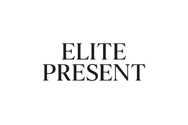 elite present make into typography logo in single line